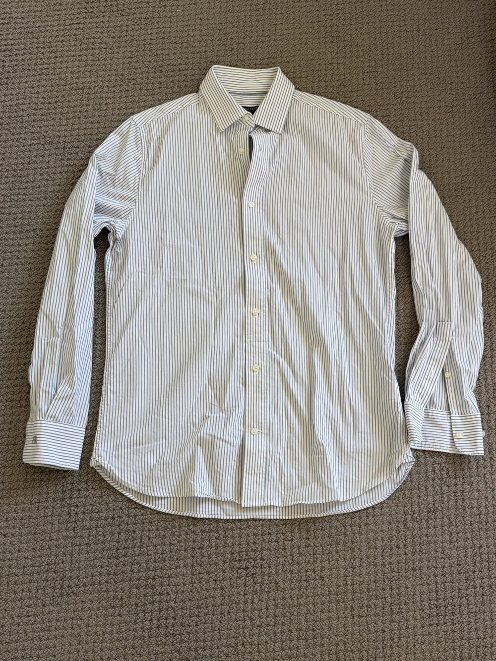 Banana Republic White Shirt with Thin Blue Stripes